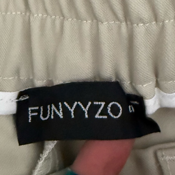 FUNYYZO Wide Leg Work Trousers High Elastic Back Waist Beige Straight Leg Pants - Picture 8 of 8